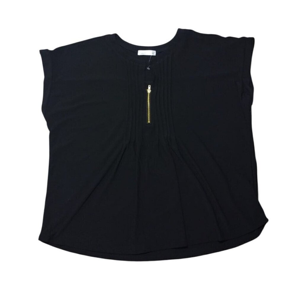 89th & Madison Womens Black Top With Gold Zipper Accent, Size 2X. NWT